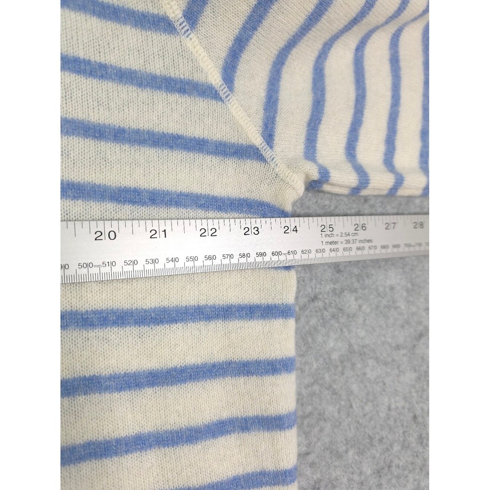 Reformation‎ Cashmere Boyfriend Ivory With Parisian Blue Stripe Crewneck Sweater - Picture 8 of 10